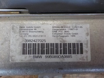 AIRBAG SPOLUJEZDCE BMW E46 3982427025