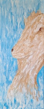 SELFIE obraz olejny na płótnie płótno abstrakcja akt rękodzieło 30cm x 70cm