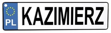 Tablica Rejestracyjna Imienna metal KAZIMIERZ