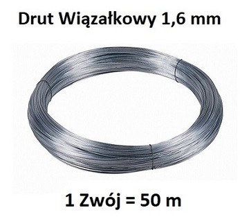 DRUT WIĄZAŁKOWY OCYNKOWANY fi 1.6 mm długość 50 m