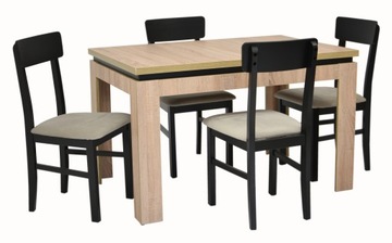 4 x drewniane krzesła PRL z oparciem + rozkładany STÓŁ sonoma 80x120/160
