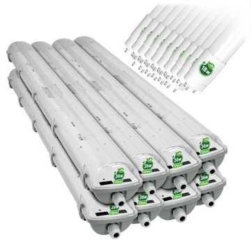 8x Oprawa Hermetyczna LED Blacha 120cm+16x G13 18W