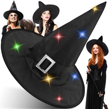 CZAPKA WIEDŹMY KAPELUSZ CZAROWNICY KARNAWAŁ CZARNA