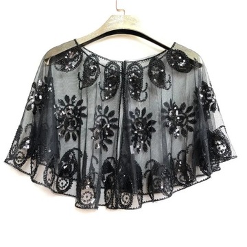 Sequins Coat Poncho Women Scarf Outfits Black Cape