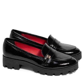 BRILU DAMSKIE LAKIEROWANE PÓŁBUTY CZARNE 38