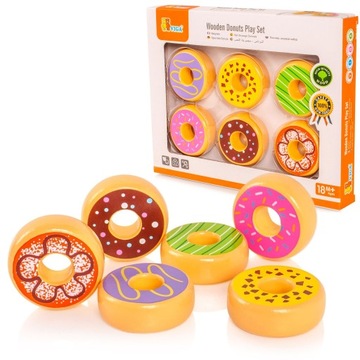VIGA DREWNIANE PĄCZKI CIASTKA DONATY 6 SZT.