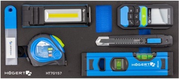 Dalmierz miernik laserowy poziomica Lampka led miarka 15 szt Hogert HT7G157