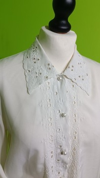 Biała haftowana koszula vintage Chuan Hing M/38