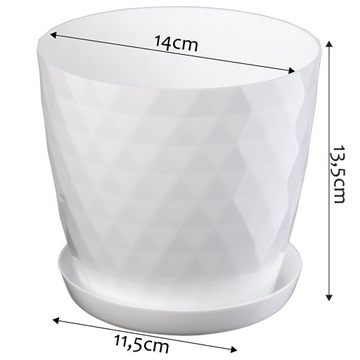 ПЛАСТИКОВЫЙ ЦВЕТОЧНЫЙ ГОРШОК НА ПОДСТАВКЕ КРЫШКА ДЛЯ ЦВЕТОЧНОГО ВАЗОНА 14см БЕЛЫЙ KADAX