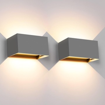 2 SZT Podwójny Kinkiet ścienny LED zewnętrzny IP65 3000K GóraDół Regulowany