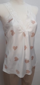 TOP DAMSKI SATYNOWY Z KORONKĄ