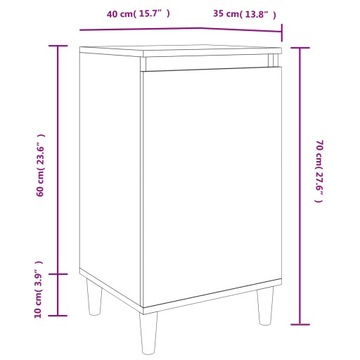 vidaXL Тумбочка прикроватная белая 40x35x70 см, материал дерево