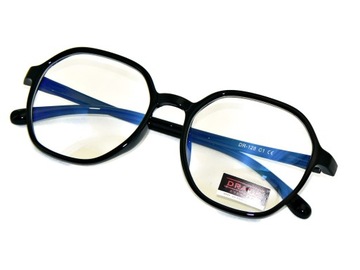 stylowe OKULARY kujonki ZERÓWKI czarne ANTYREFLEKS