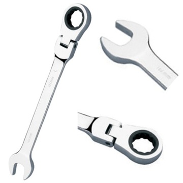 Klucz płaski oczkowy Z PRZEGUBEM I GRZECHOTKĄ - CRV CONSORTE PREMIUM 13 mm