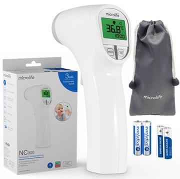TERMOMETR BEZDOTYKOWY ELEKTRONICZNY MEDYCZNY MICROLIFE NC 300 +GRATIS