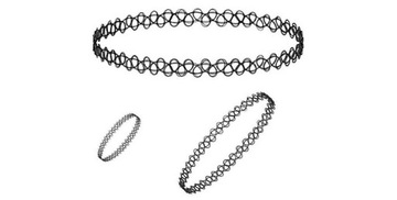 CHOKER NASZYJNIK CZARNY ELASTYCZNY KORONKA TATOO