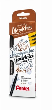 ZESTAW PISAKÓW PENTEL KALIGRAFIA LITERNICTWO 3 KOLORY Niezmywalne Opowieści