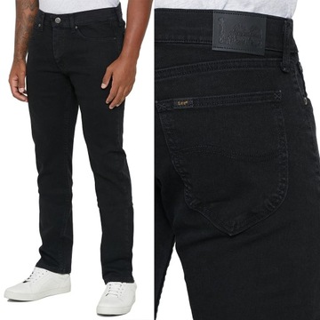 Lee LEGENDARY SLIM Overdye Black CZARNE DOPASOWANE PROSTE NOGAWKI W34 L32