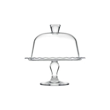 PATERA Z KLOSZEM NA CIASTO TORT SZKLANA 26,4 cm