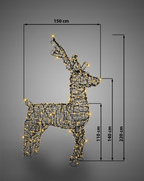 3D LED ОЛЕНЬ 1000 МЕГА БОЛЬШОЙ XXXL 220см