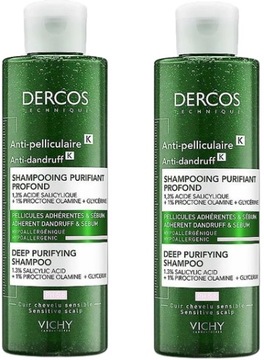 2x VICHY DERCOS K Szampon przeciwłupieżowy 250 ml