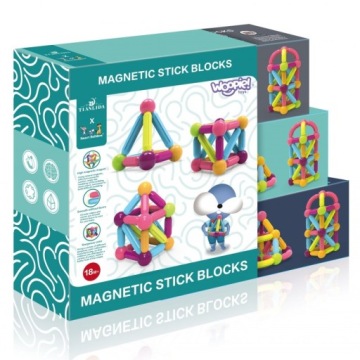 Набір магнітний конструктор розвивальні палички товсті трубки 28 ел. WOOPIE