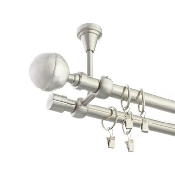 ПОТОЛОЧНЫЙ КАРДИН СЕРЕБРЯНЫЙ СТАЛЬ 19мм 260см ДВОЙНОЙ