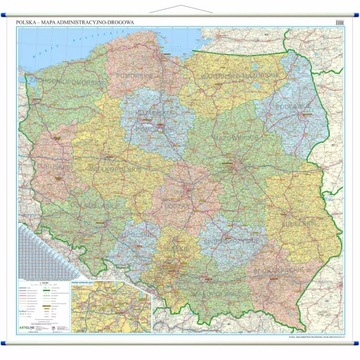 POLSKA MAPA ADMINISTRACYJNA DROGOWA ŚCIENNA DUŻA XXL ArtGlob