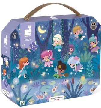 PUZZLE W WALIZCE Wróżki i lilie wodne 36 el. Janod
