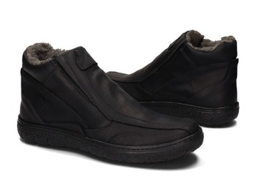 МУЖСКАЯ ЗИМНЯЯ ОБУВЬ КОЖАНЫЕ БОТИНКИ 151 ЧЕРНЫЕ 45