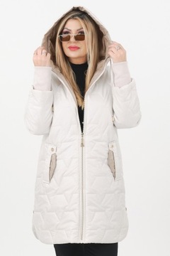 DAMSKA KURTKA PRZEJŚCIOWA PIKOWANA Z KAPTUREM DUŻE ROZMIARY ELEGANCKA