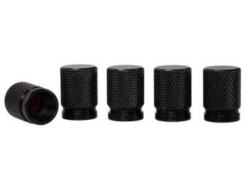 NAKRĘTKI NA WENTYLE, ALUMINIOWE, 5 SZT., CZARNE