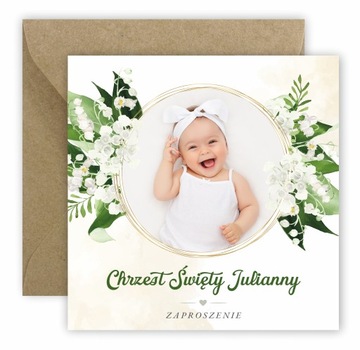 ZAPROSZENIA NA CHRZEST ZE ZDJĘCIEM + IMIĘ +KOPERTA