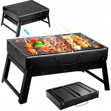 GRILL WĘGLOWY OGRODOWY PRZENOŚNY TURYSTYCZNY WALIZKA LEKKI + RUSZT