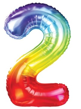 Cyfra Cyferka 2 Balon Tęczowy 100 cm