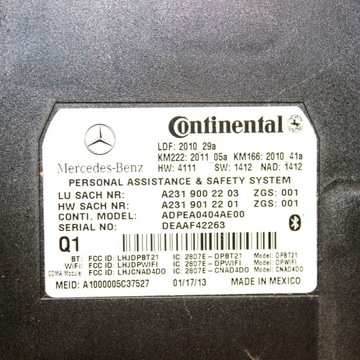 MERCEDES-BENZ GL X166 2013 JINÉ VYBAVENÍ ELEKTRICKÉ A2319002203