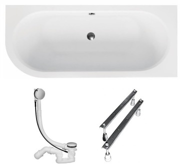 Wanna narożna prawa BESCO AVITA SLIM 180x80 +SYFON