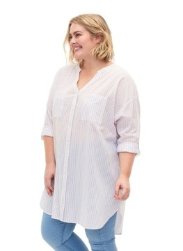 ТУНИКА OVERSIZE С ПОЛОСАМИ ФИОЛЕТОВЫЙ ХЛОПКОВЫЙ ZIZZI PLUS SIZE 353B 52