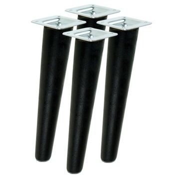 4x Noga nóżka bukowa czarna skośna zestaw 30 cm