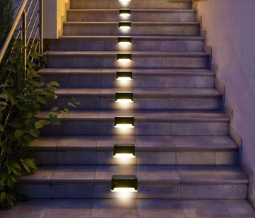 СВЕТОДИОДНЫЕ СОЛНЕЧНЫЕ САДОВЫЕ ЛЕСТНИЧНЫЕ СВЕТИЛЬНИКИ ДЛЯ ТЕРРАСЫ 8 ШТ.