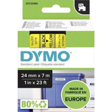 Настоящая лента DYMO D1 53718 24 мм желтая/черная