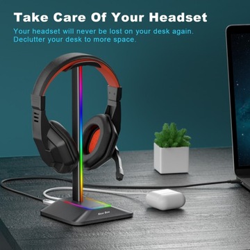 НОВАЯ ПОДСТАВКА ДЛЯ НАУШНИКОВ BEE GAMING USB-концентратор со светодиодной подсветкой RGB