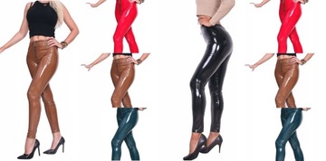 LEGGINSY WINYLOWE GETRY WINYL SPODNIE RURKI LATEKS