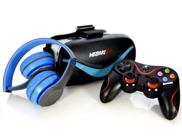 Gogle Okulary VR 3D do Telefonu +Słuchawki Gamepad