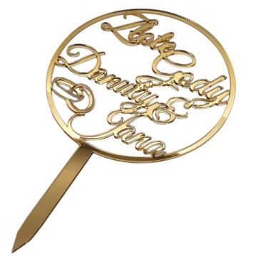 Топпер для торта на 50-летие свадьбы, Золотая годовщина, золотое зеркало