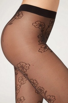 CALZEDONIA rajstopy COLLANT TULLE FIORI T.3/4 M/L