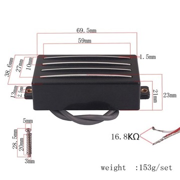 Quad Rails Черные направляющие для звукоснимателей для хамбакеров