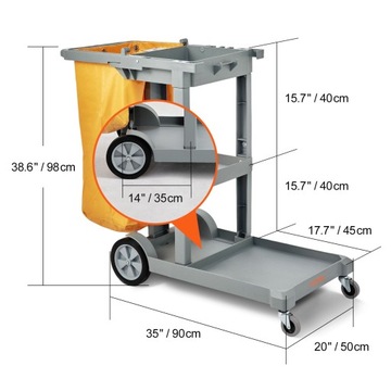 VEVOR CHARENTING TROLEY CAR CARPER 120X51X98CM с 3 отсеками 94,6L