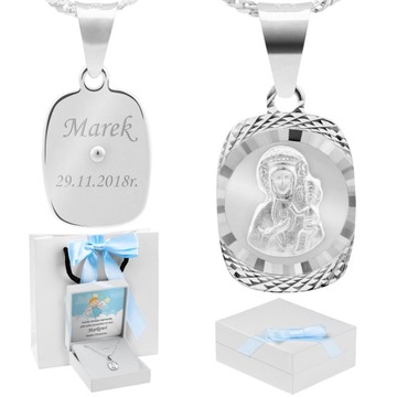 Серебряный медальон Мать Ченстоховская пр. 925 Гравировка