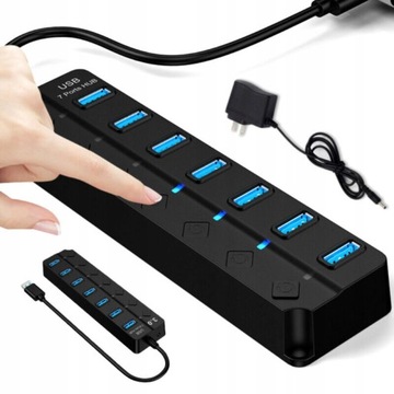 7 Ports USB 3.0 HUB Power High Speed Splitter